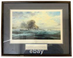 Seconde Guerre mondiale Marine de guerre allemande KM Bismarck Robert Taylor Signé Encadré Imprimé 27 x 22