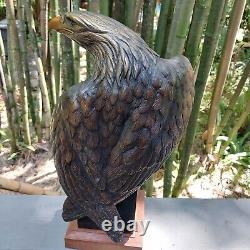 Vigilance Grande sculpture en bronze d'aigle chauve américain signée Robert Taylor 30 lb